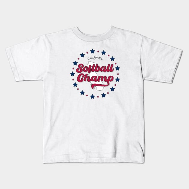 Softball Champ California CL Kids T-Shirt by PureJoyCraft